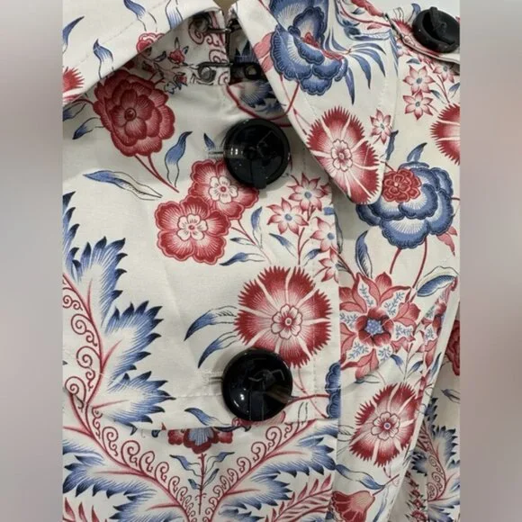 Nanette Lepore Paisley Floral Trench Coat Size Medium - Picture 6 of 12